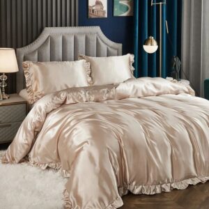 Ruffle Decor Satin Duvet Cover Set Without Filler